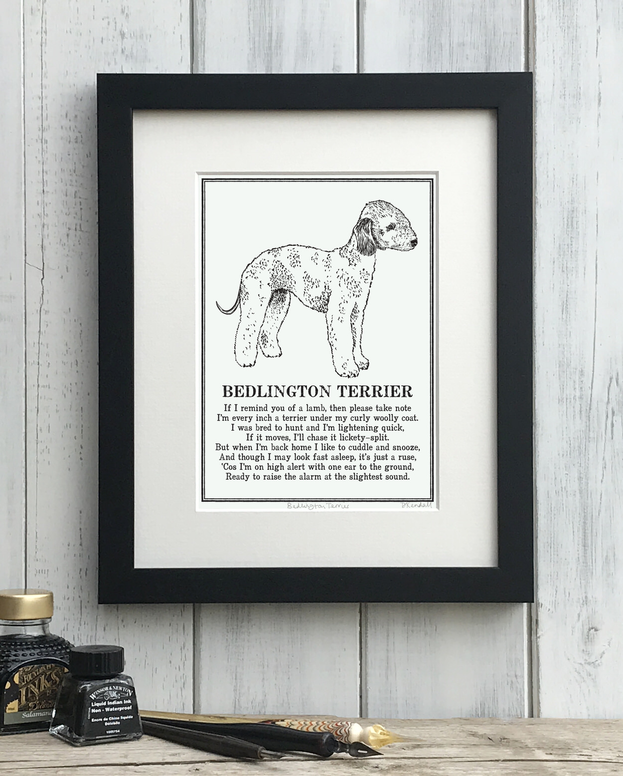 Bedlington Terrier Doggerel Illustrated Poem Art Print | The Enlightened Hound