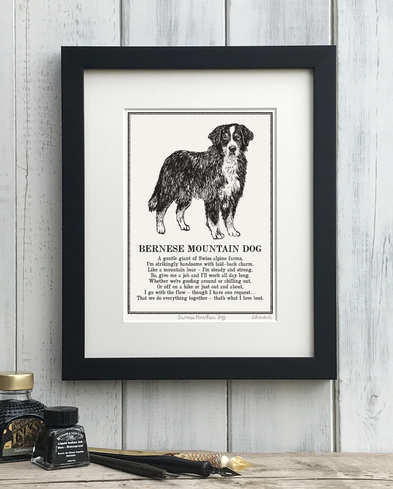 Bernese Mountain Dog Doggerel Illustrated Poem Art Print | The Enlightened Hound