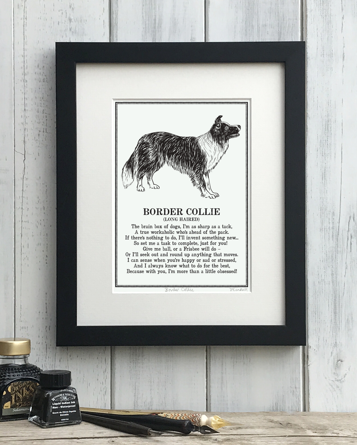 Border Collie Doggerel Illustrated Poem Art Print | The Enlightened Hound