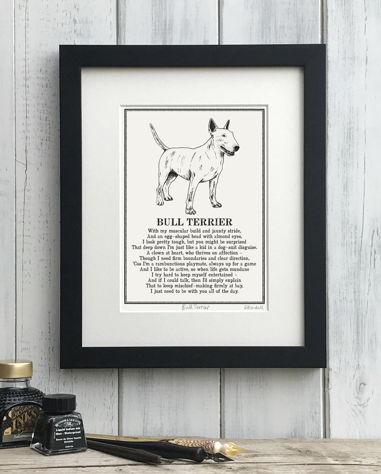 English Bull Terrier Doggerel Illustrated Poem Art Print | The Enlightened Hound