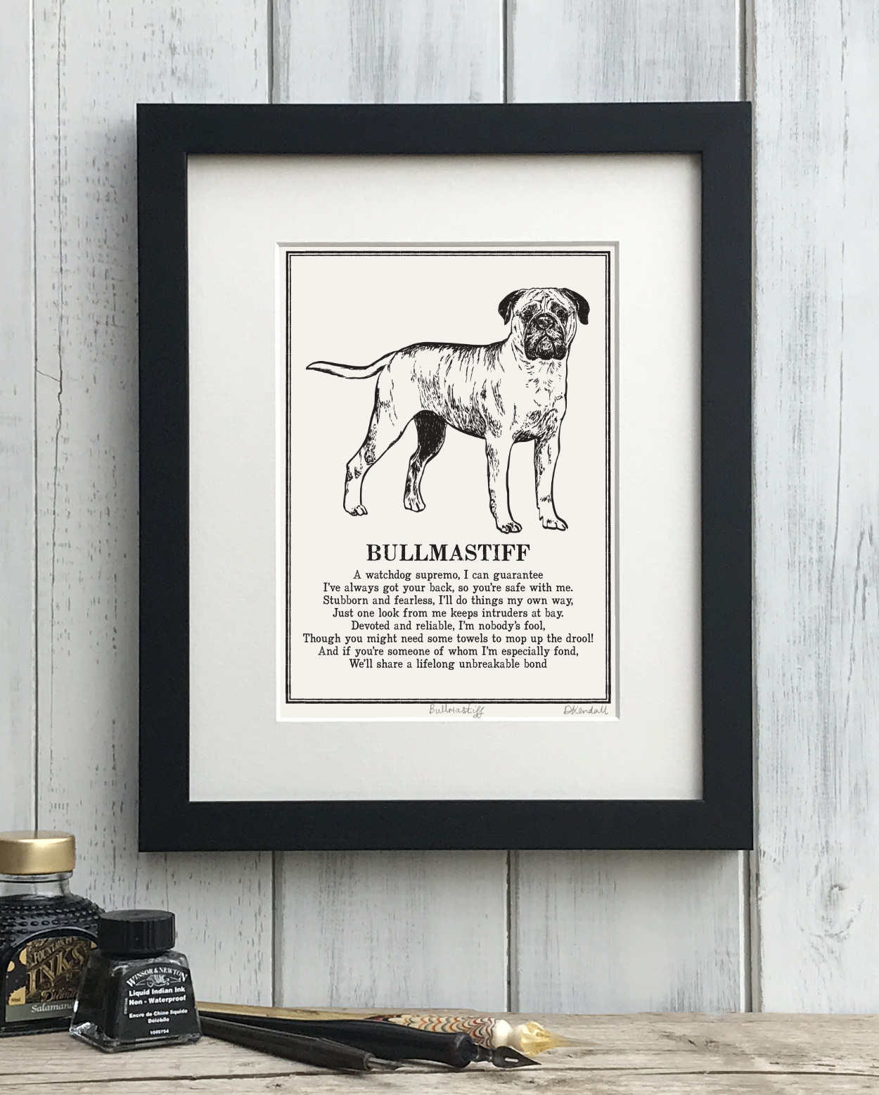 Bullmastiff Doggerel Illustrated Poem Art Print | The Enlightened Hound