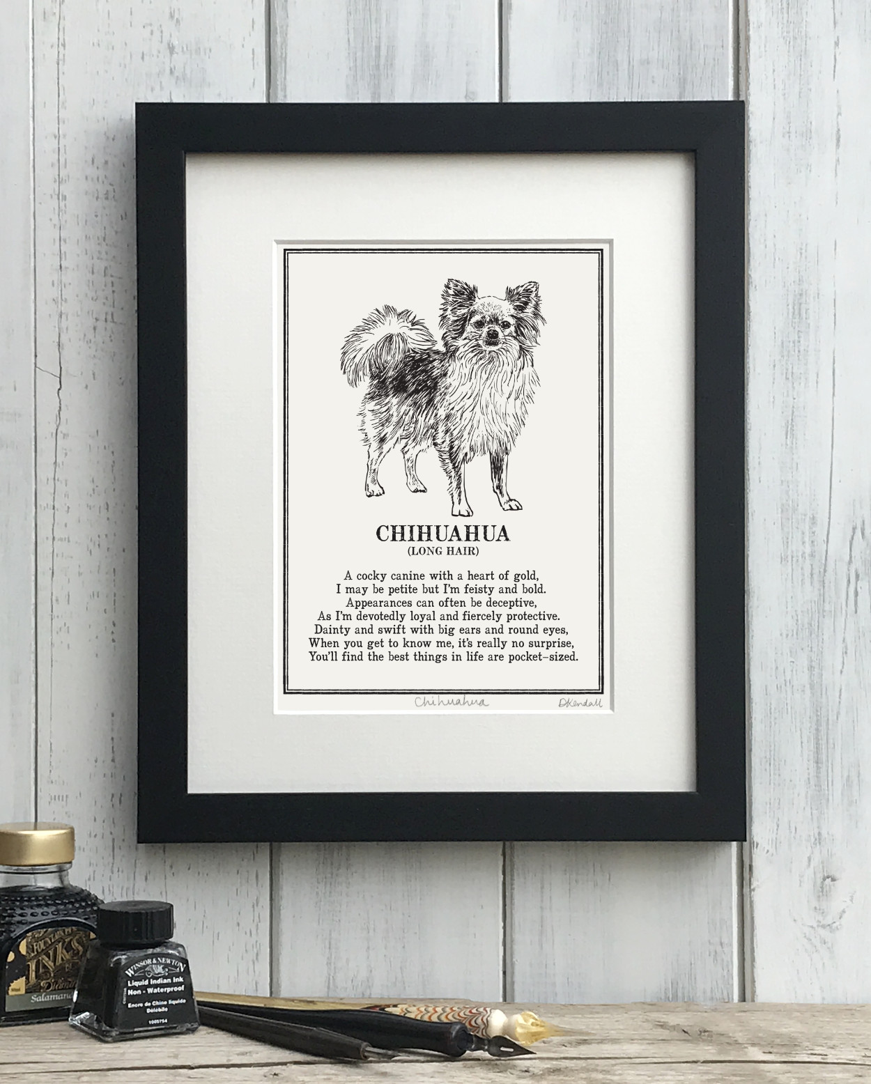 Long Haired Chihuahua Doggerel Illustrated Poem Art Print | The Enlightened Hound