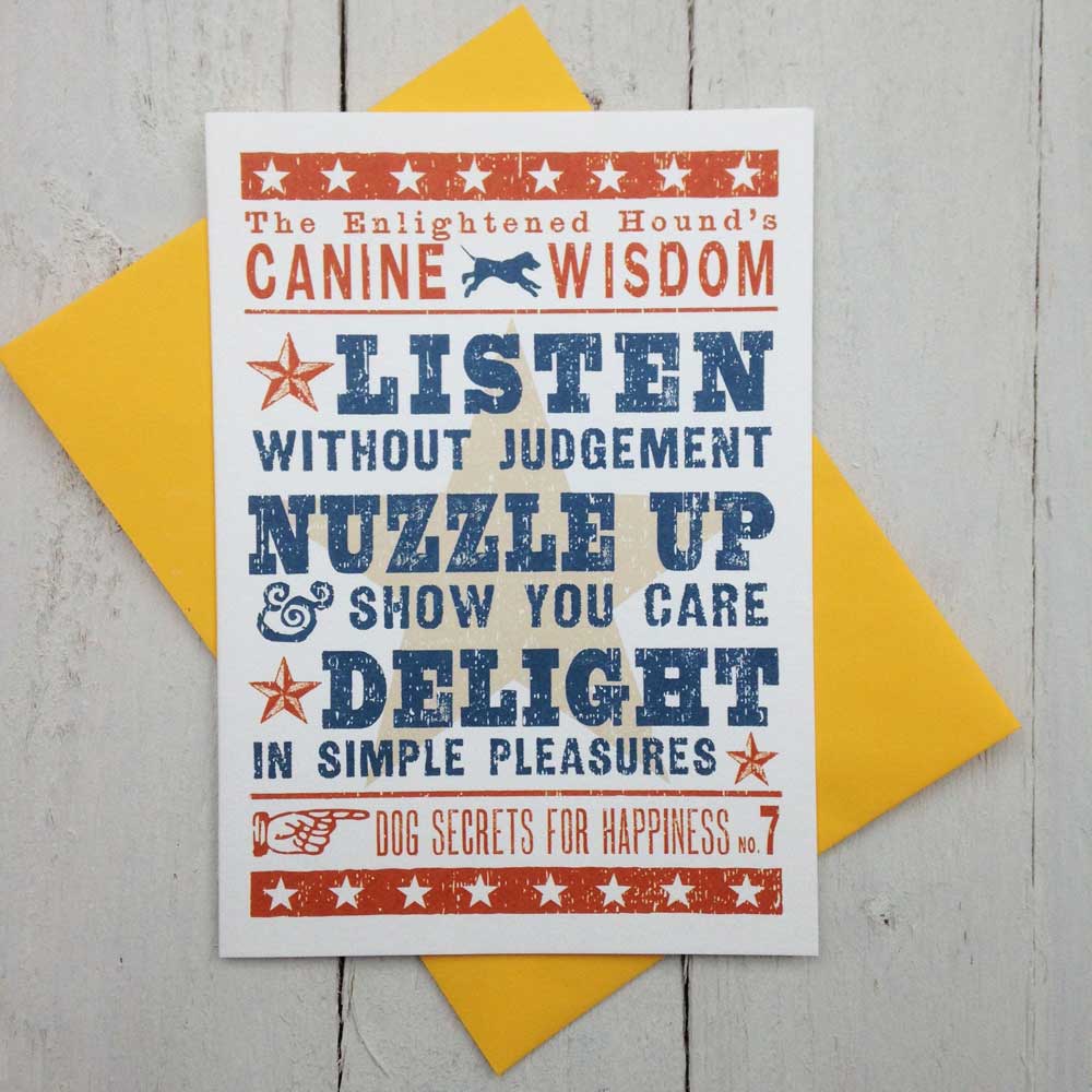 Dog Life Advice Wisdom Happiness Secrets Card | The Enlightened Hound