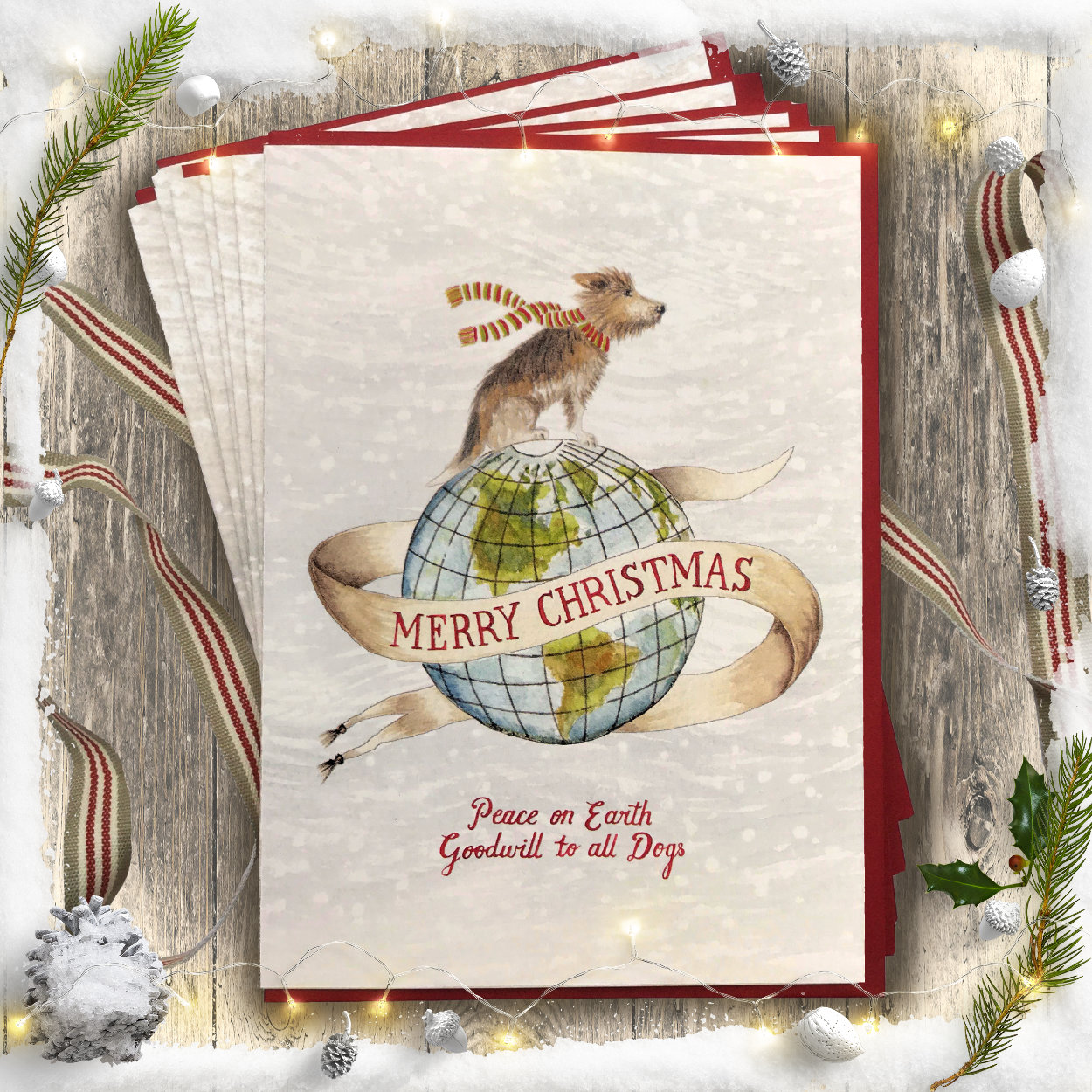 Peace on Earth Dog Charity Christmas Card | The Enlightened Hound