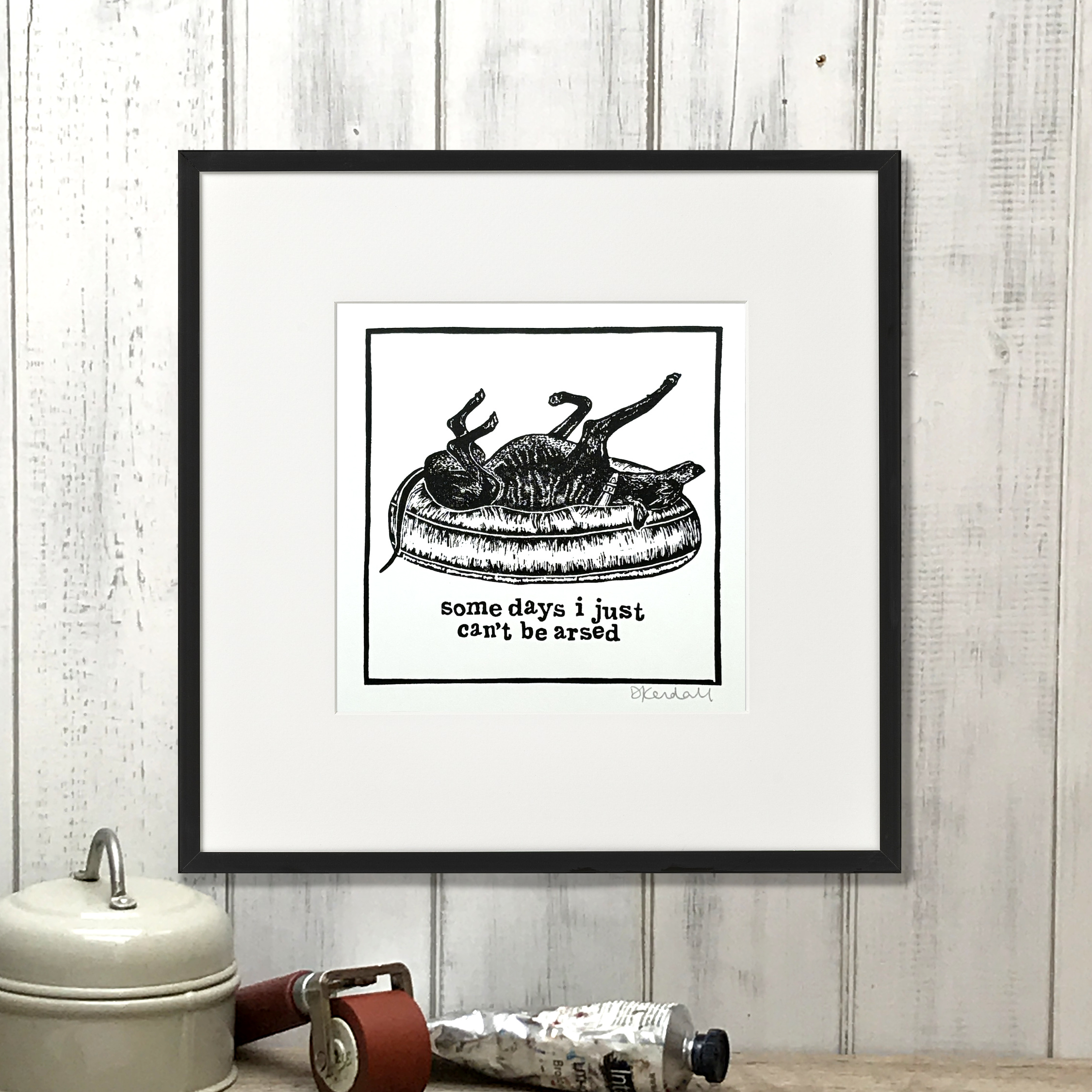 Framed Old Dog's Song Linoprint  | The Enlightened Hound