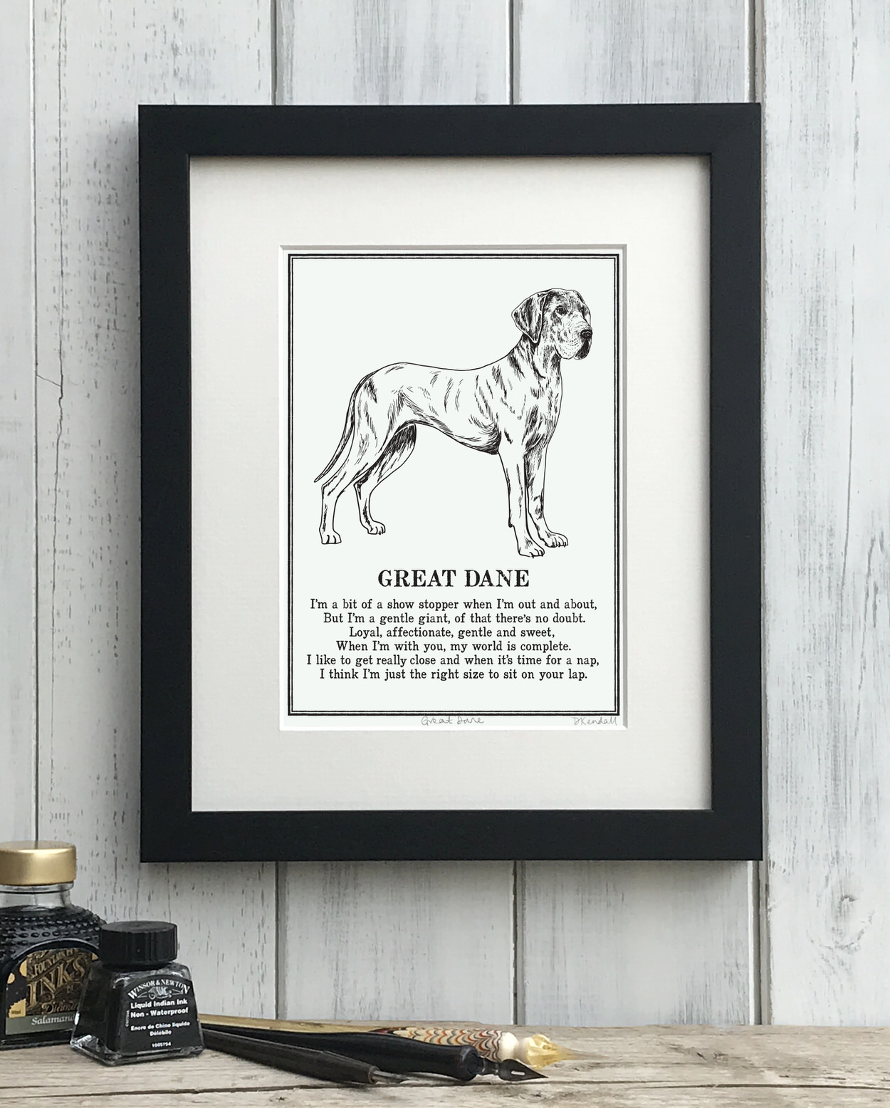 Great Dane Doggerel Illustrated Poem Art Print | The Enlightened Hound