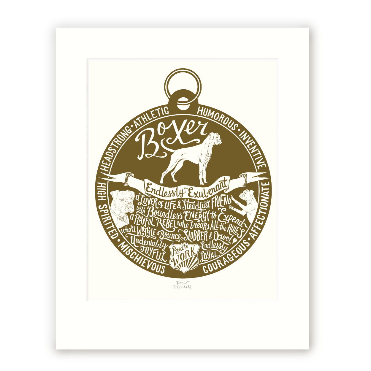 Hand printed boxer dog art sale | The Enlightened Hound