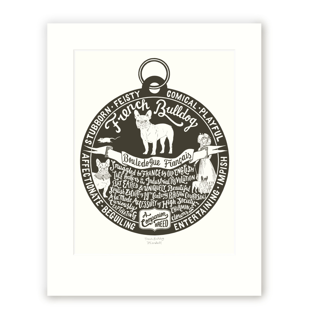 Hand printed French bulldog art sale | The Enlightened Hound