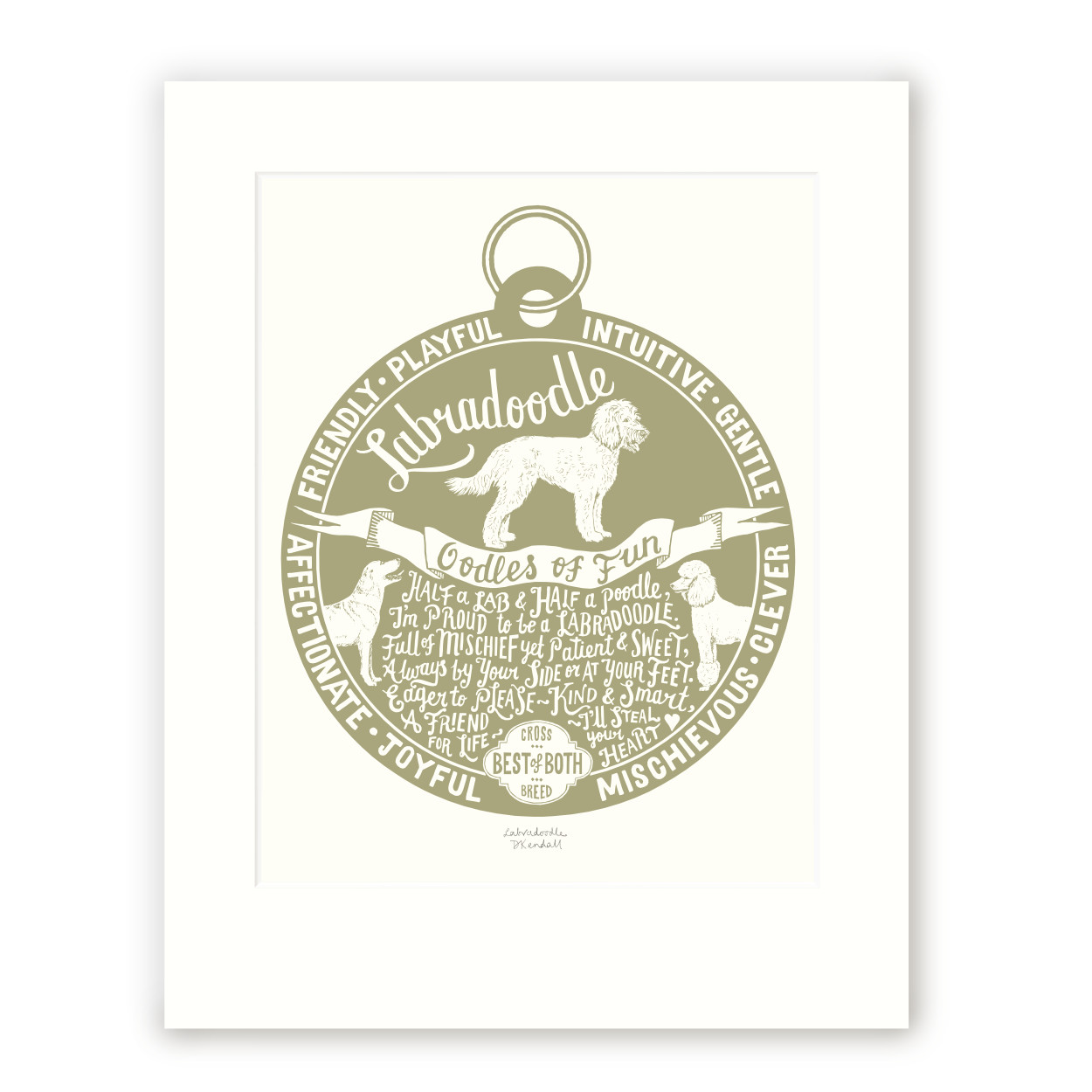 Hand printed Labradoodle art sale | The Enlightened Hound