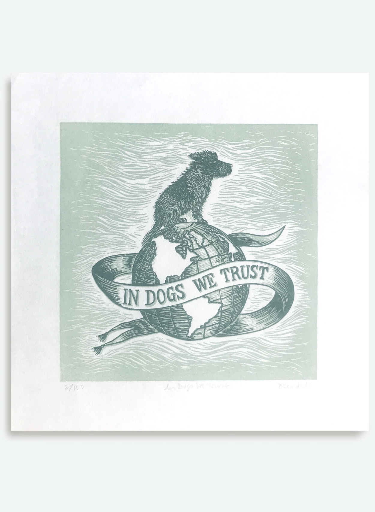 In Dogs We Trust linoprint | The Enlightened Hound