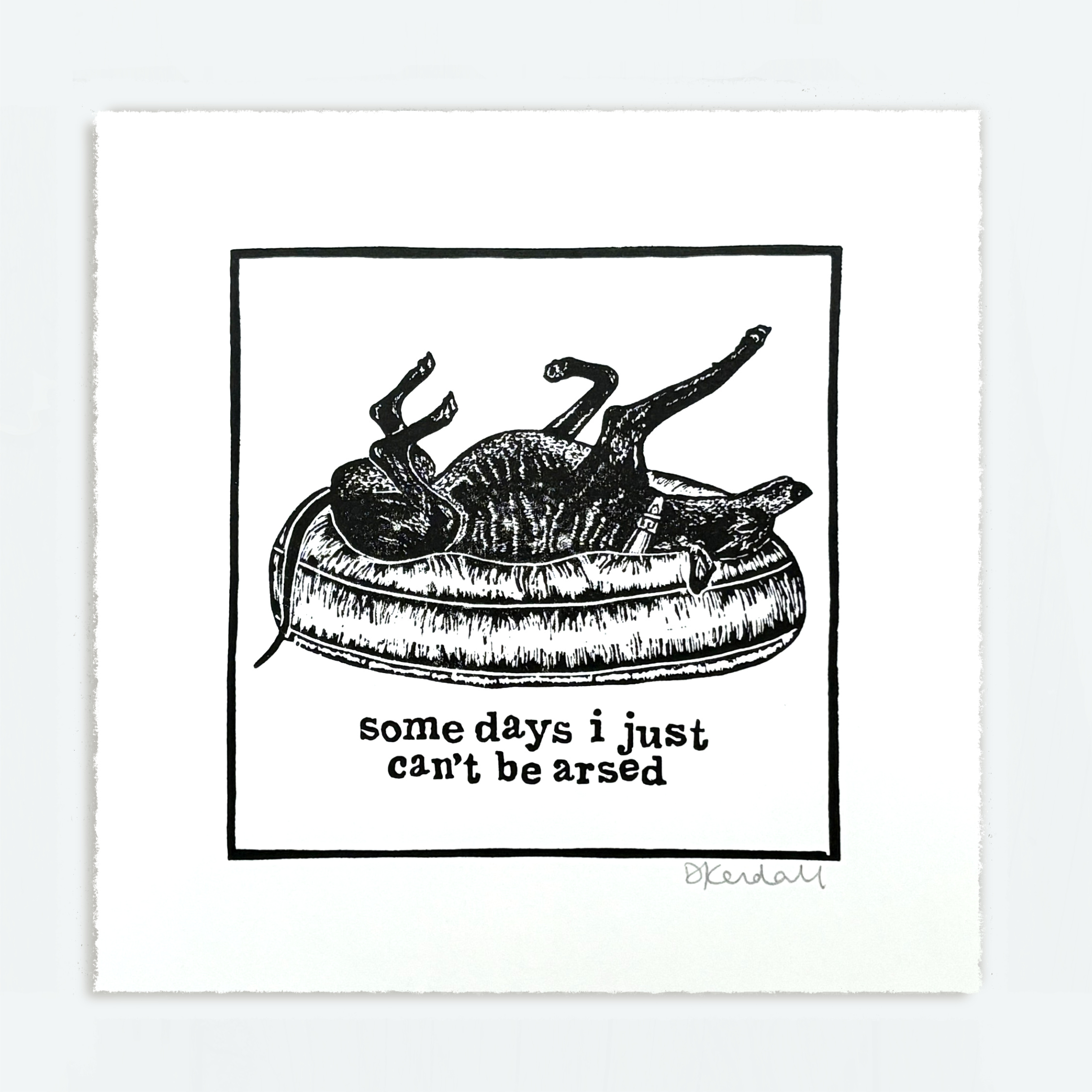 Can't Be Arsed linoprint | The Enlightened Hound