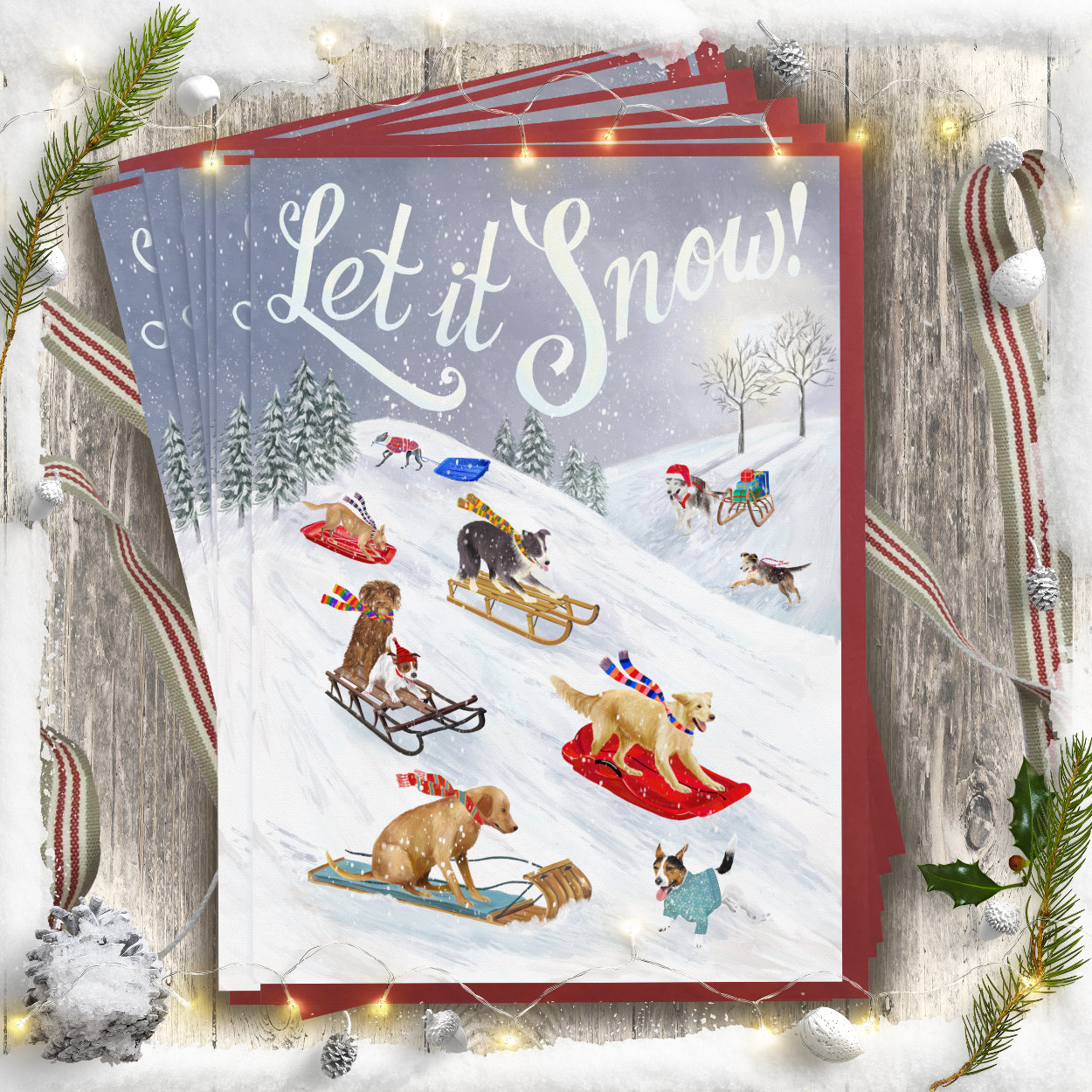 Let it Snow Dog Christmas card | The Enlightened Hound