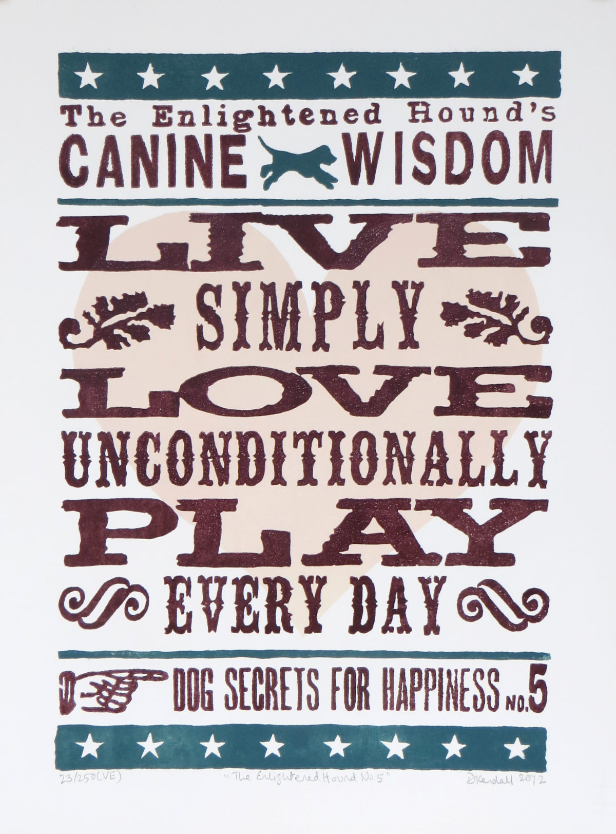 Live Simply dog linoprint sale | The Enlightened Hound