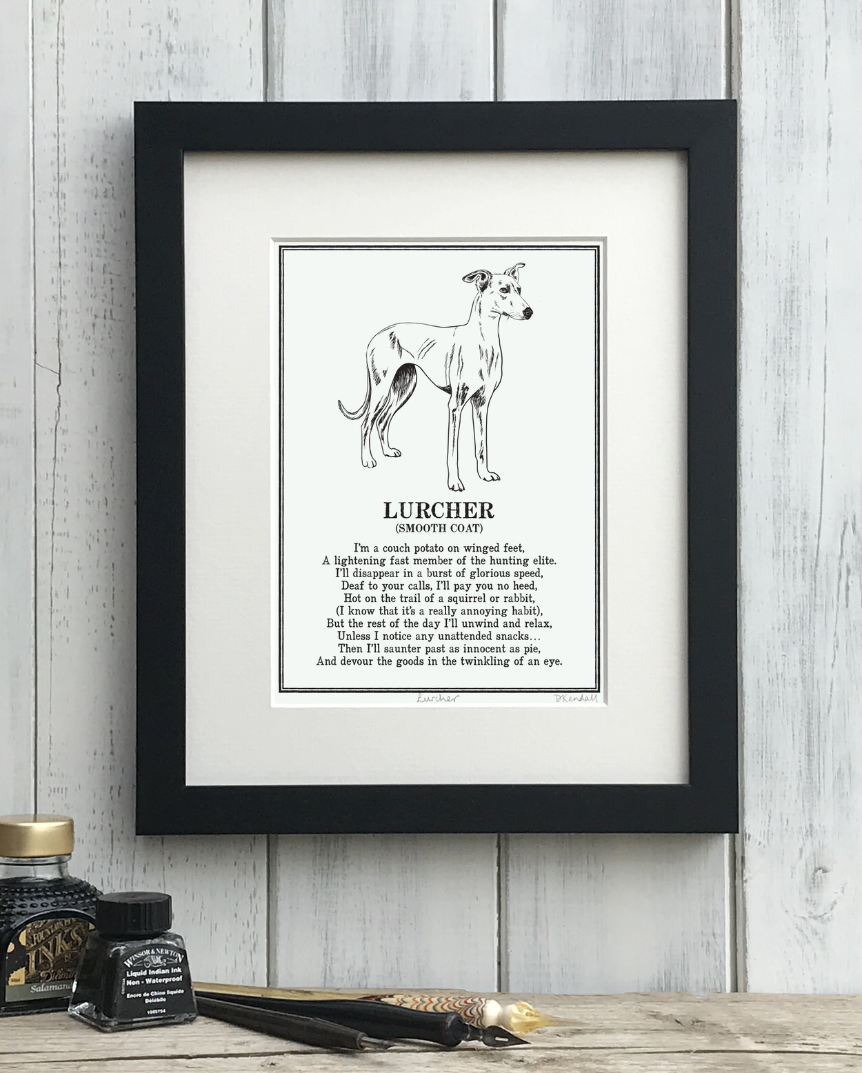 Lurcher Doggerel Illustrated Poem Art Print | The Enlightened Hound