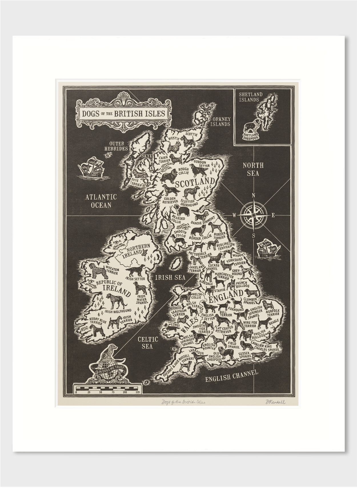 British Dog Breeds Map Fine Art Print | The Enlightened Hound