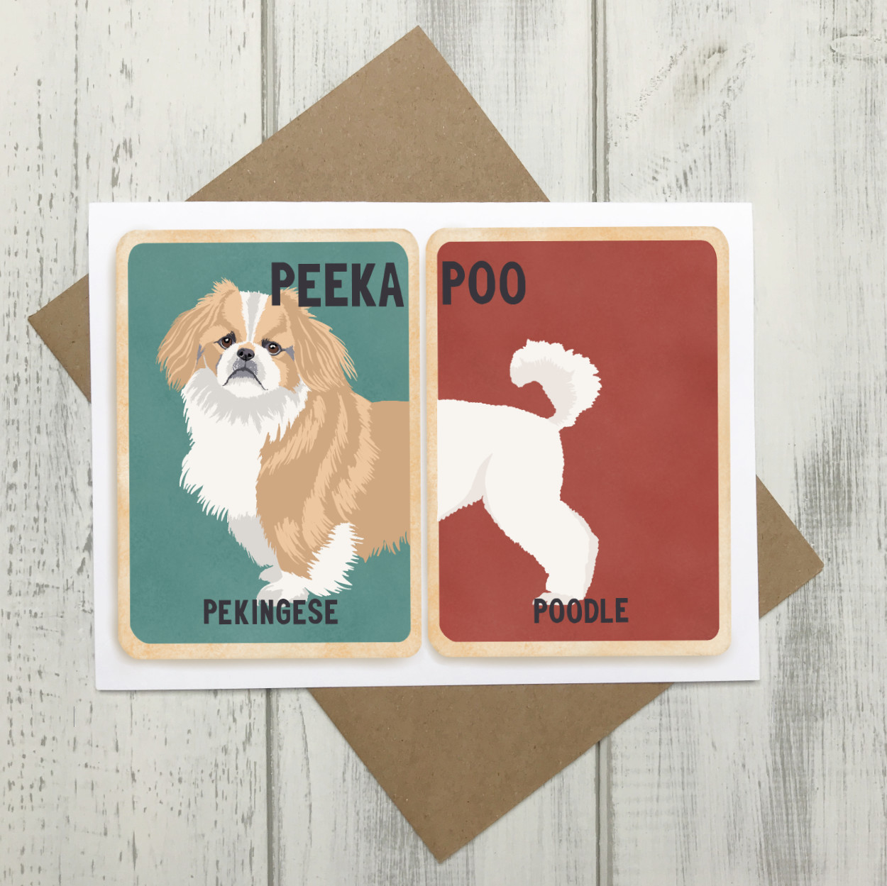 Peekapoo Pekingese Poodle Crossbreed Card | The Enlightened Hound