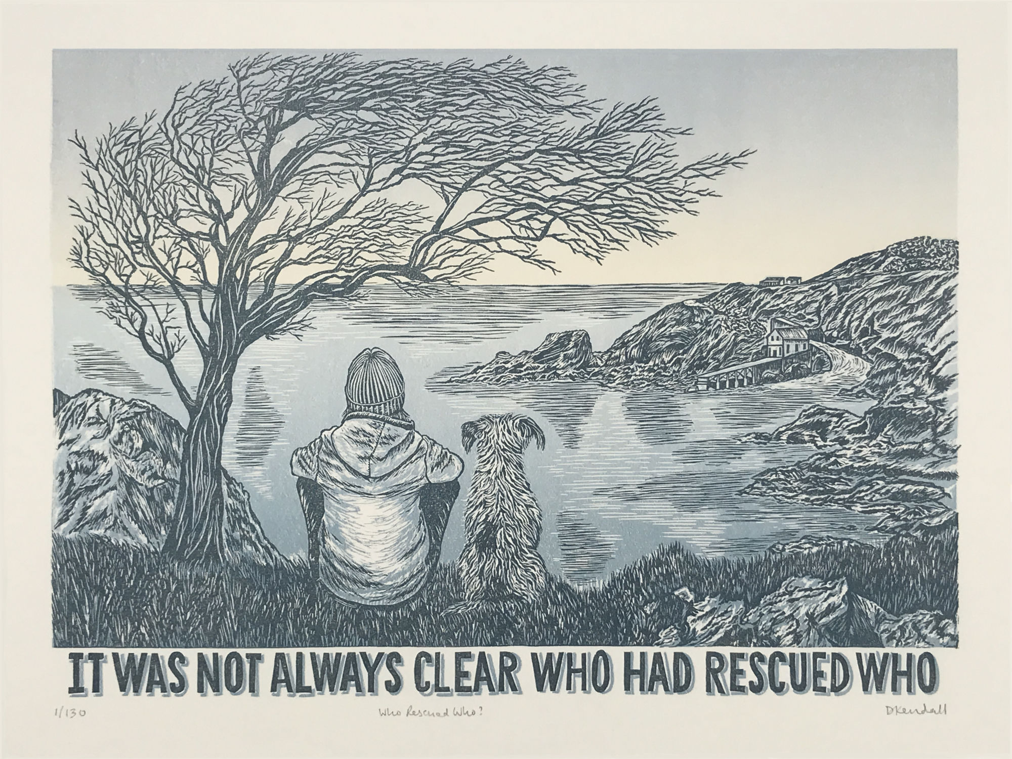 Who Rescued Who Limited Edition Linoprint Art | The Enlightened Hound