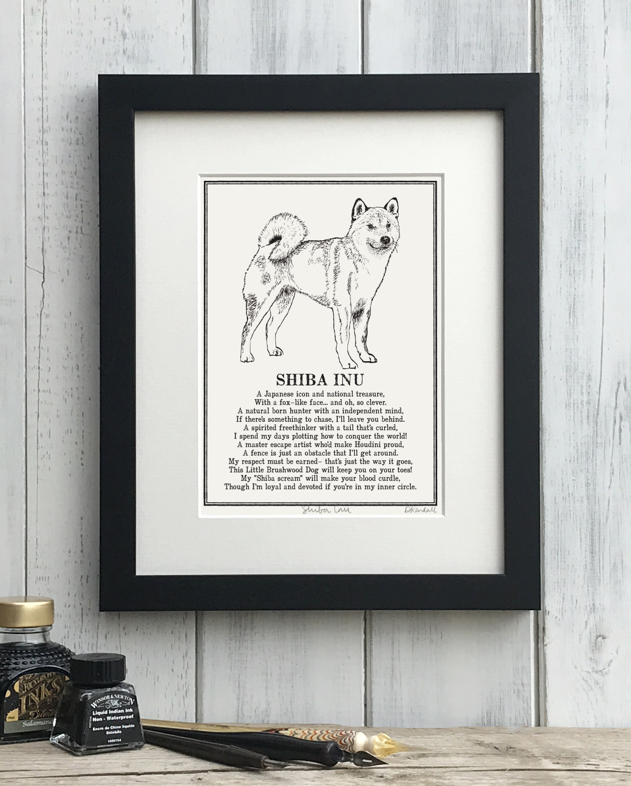 Japanese Shiba Inu Doggerel Illustrated Poem Art Print | The Enlightened Hound