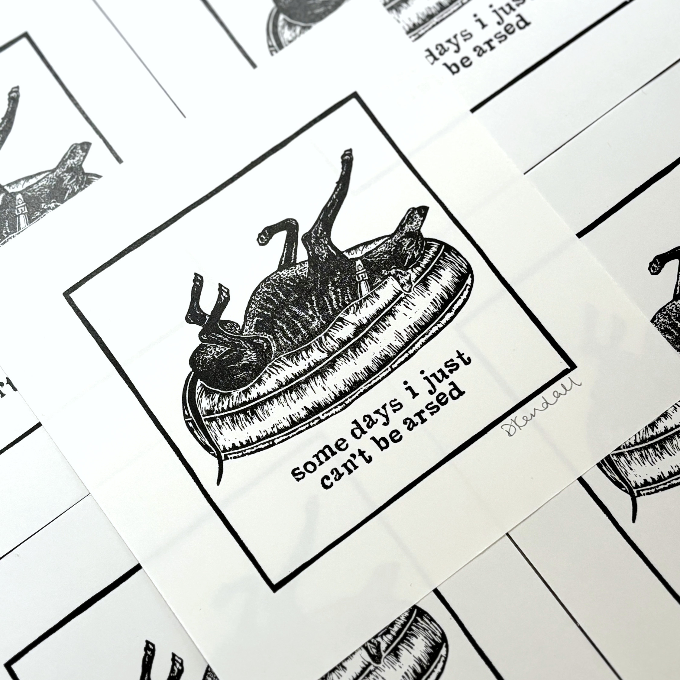 Roaching Sleeping Sighthound Linoprint | The Enlightened Hound