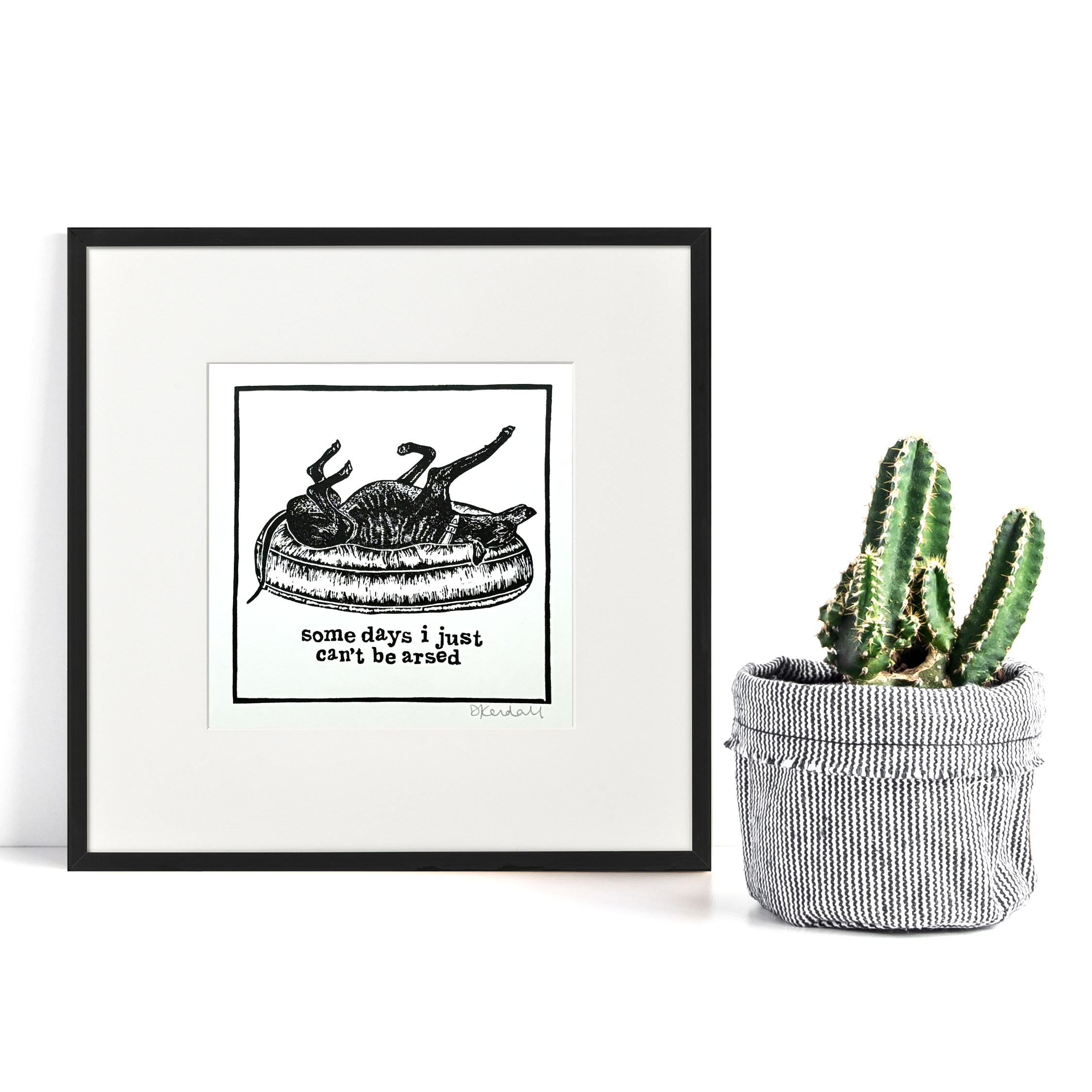 Sighthound Whippet Greyhound Lurcher Sleeping Linoprint Art | The Enlightened Hound