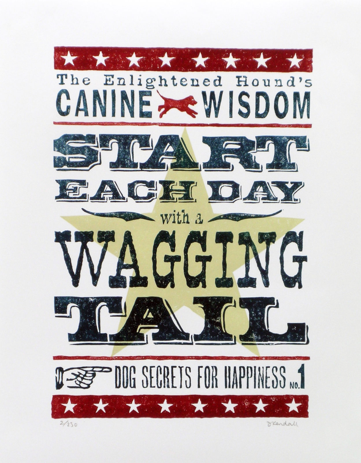 Start Each Day dog linoprint sale | The Enlightened Hound
