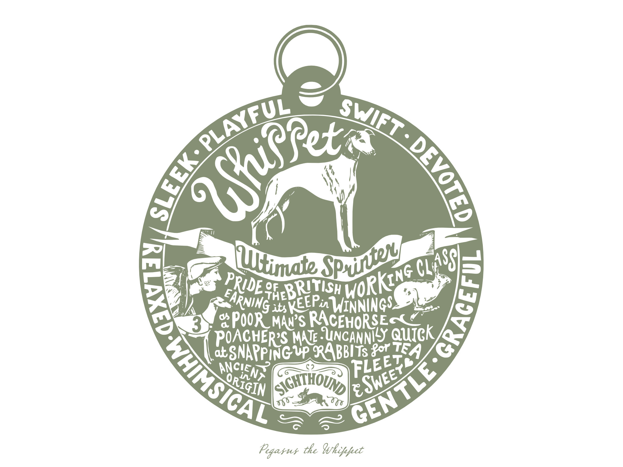 Whippet Dog Tag Print